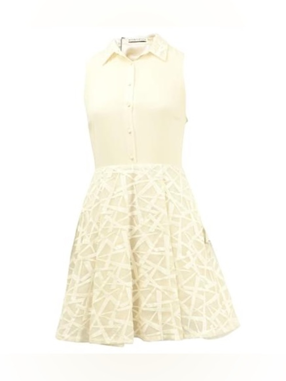 Alice+Olivia Collared Dress In Cream Cotton Size 8